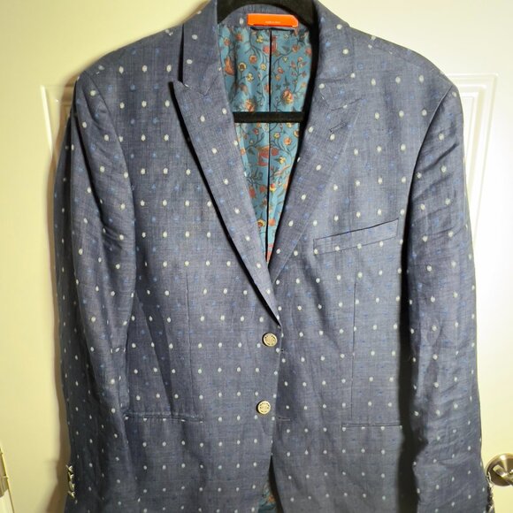 Tallia Embroidered Navy Blazer Men's 38R - Picture 1 of 11